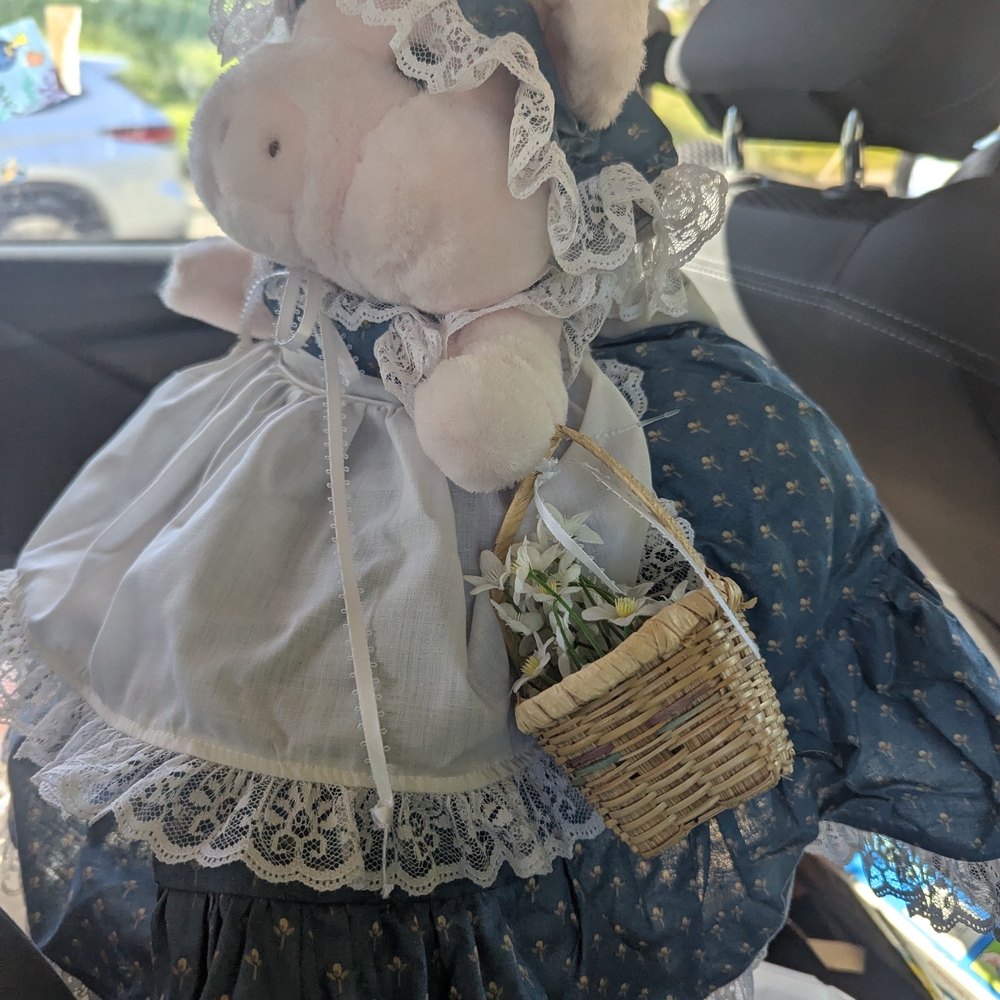 Adorable Pig Plush in Blue Dress